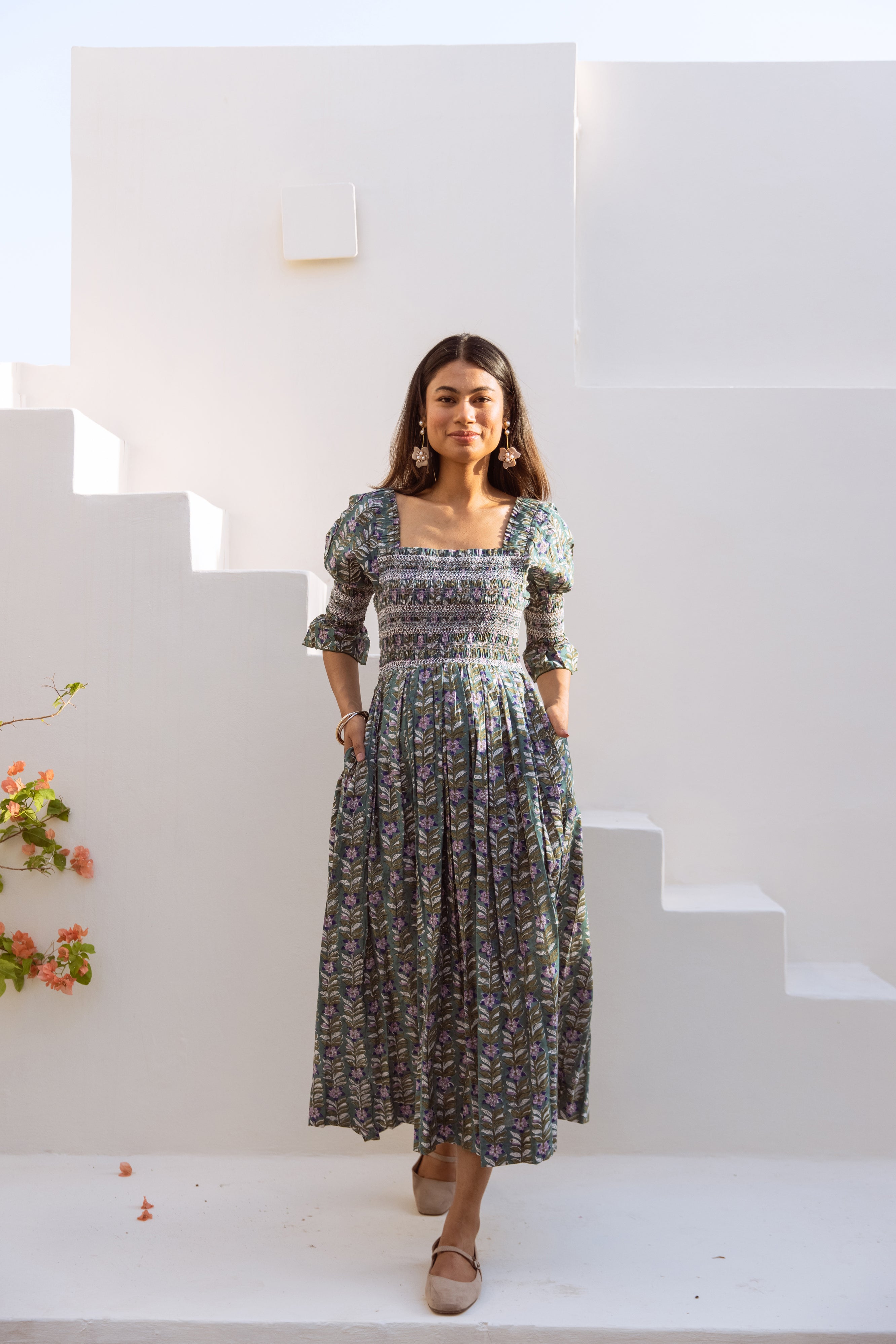 The Romy Floral Denim Dress
