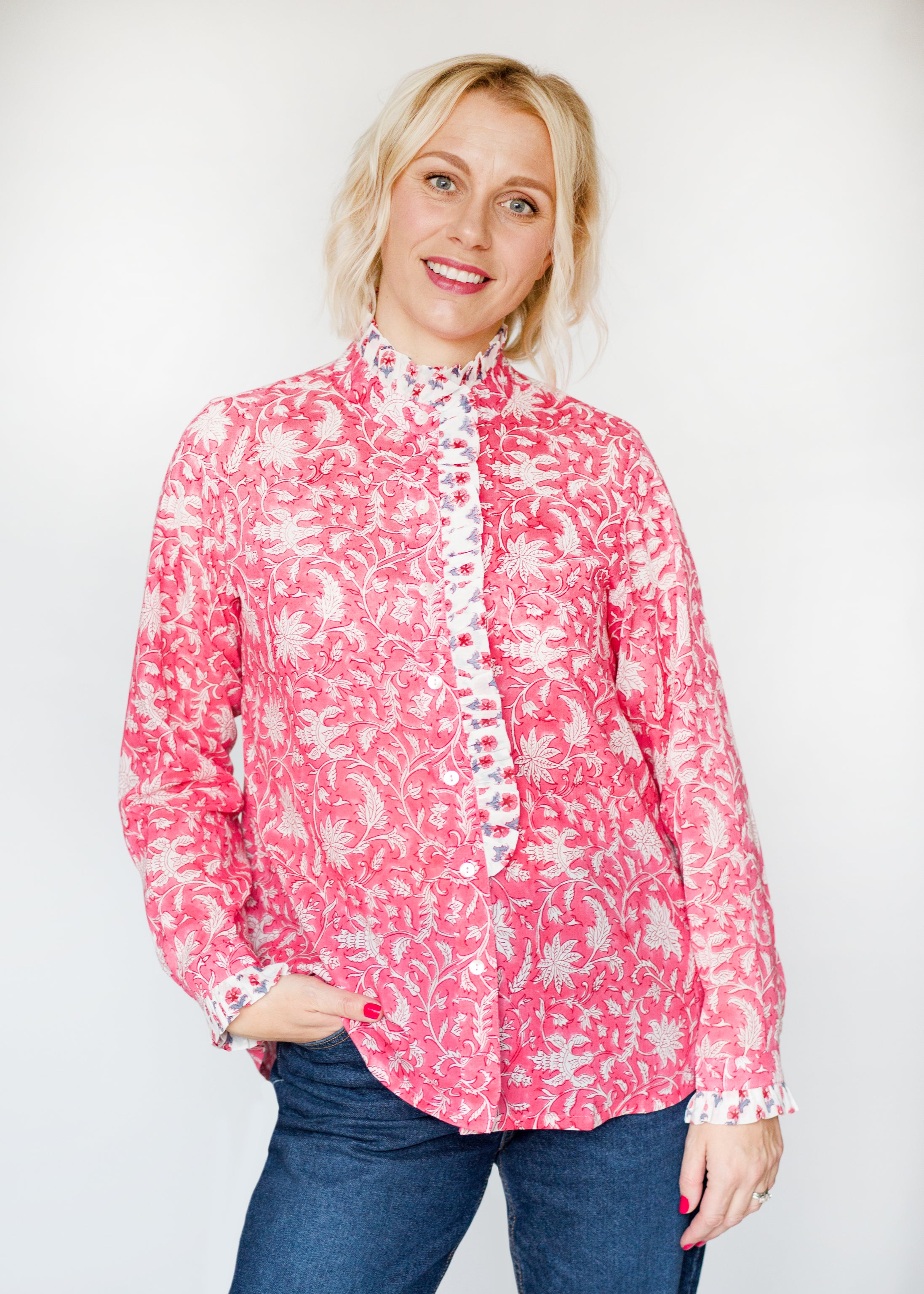 Garbera Open Collar Frilled Blouse