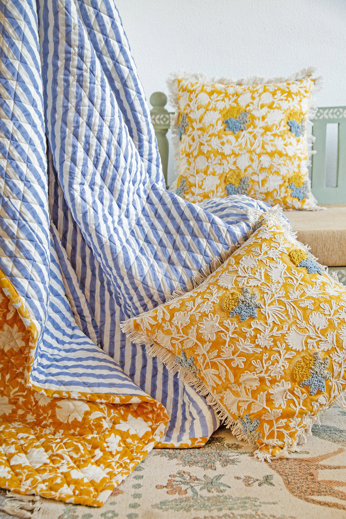 Explore our new collection of bed quilts and cushions